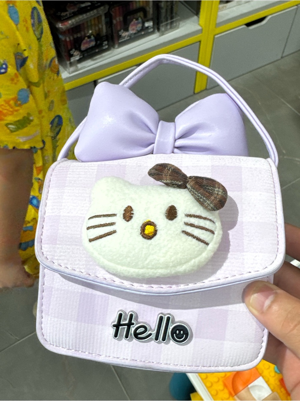 Lavender Cat Face Mini Handbag with Bow - Hello